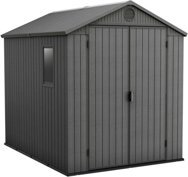 6 x 8 ft Outdoor Garden Storage Shed with Double Doors, Window & Heavy-Duty Floor Panel