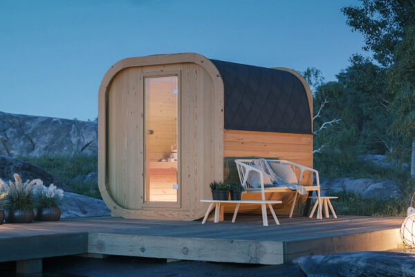 Authentic Nordic Spruce Barrel Sauna For Garden Wellness