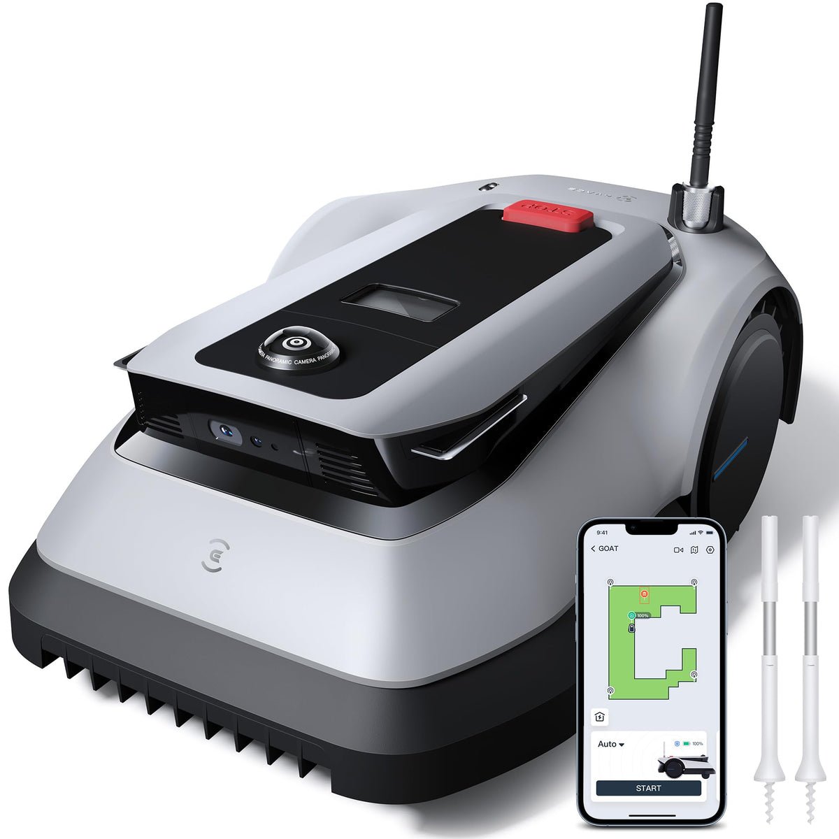 ECOVACS Goat G1-800 Robot Lawnmower No Boundary Wire for Gardens up to 800m2 (AIVI 3D Obstacle Avoidance, Intelligent Path Planning, No-entry Zone