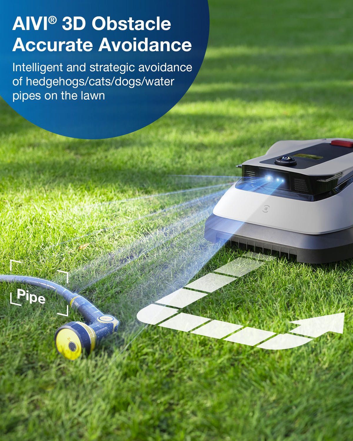 ECOVACS Goat G1-800 Robot Lawnmower No Boundary Wire for Gardens up to 800m2 (AIVI 3D Obstacle Avoidance, Intelligent Path Planning, No-entry Zone