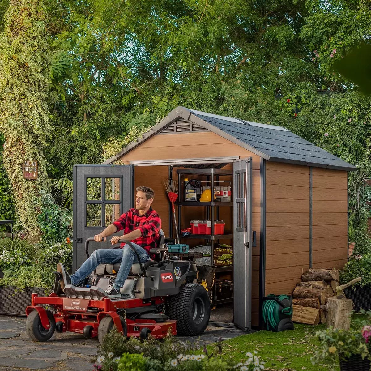 Keter Newton 7 x 9ft Double Door Outdoor Apex Plastic Garden Shed