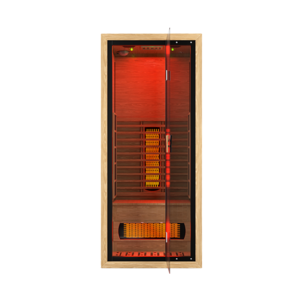 Premium Natural Wood Infrared Sauna With Red Light Therapy