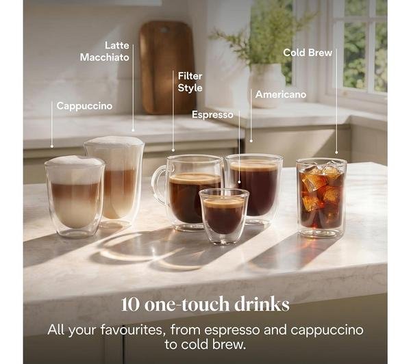 Whole Bean DeLonghi Rivelia Black Automatic Coffee Machine